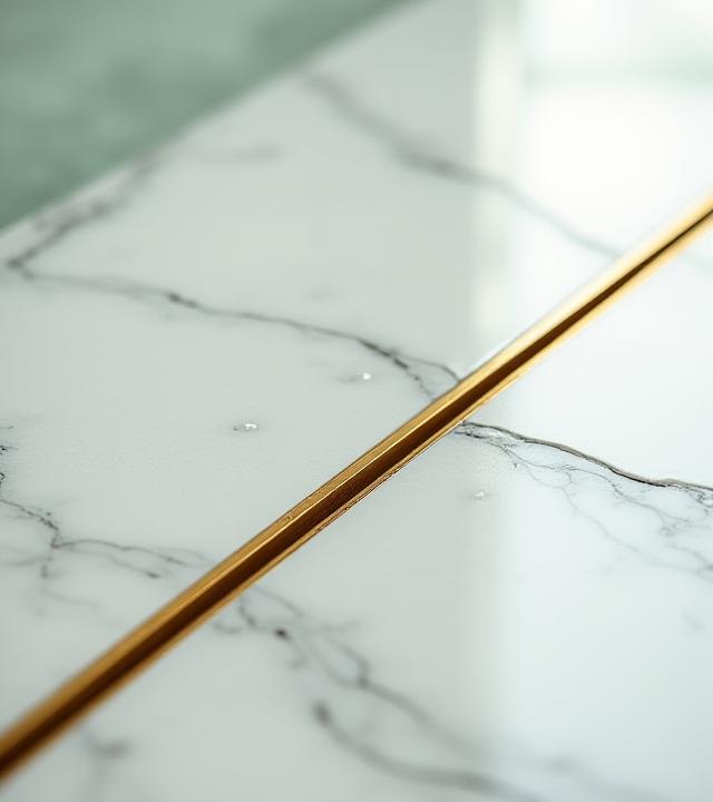 Intricate brass meridian line set into the marble floor