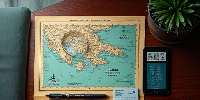 Vintage map and premium tablet interface