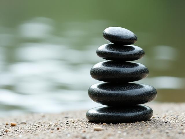 Abstract close-up of Zen water stones representing balance